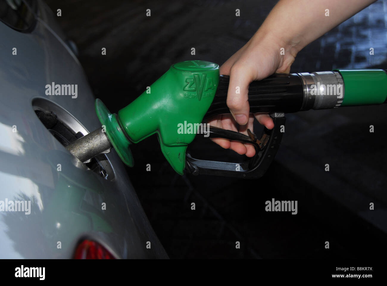 Refuelling a car Stock Photo