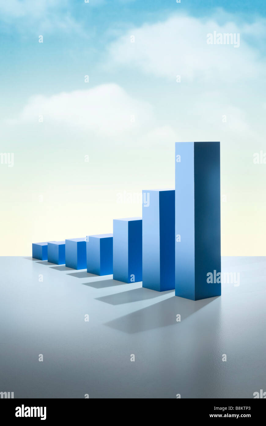 Bar graph showing an upward trend Stock Photo