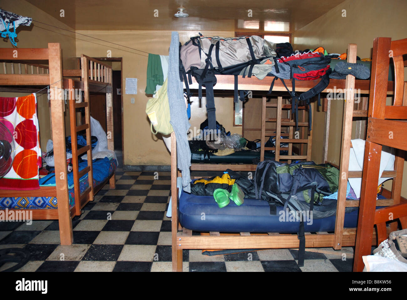 Dormitory room for international travelers. Stock Photo
