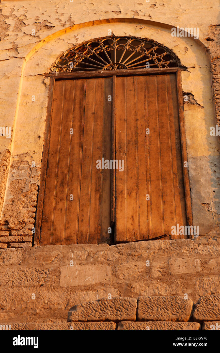 Close up detail of old wooden door, Abu el-Haggag Mosque, Luxor Temple, Egypt Stock Photo
