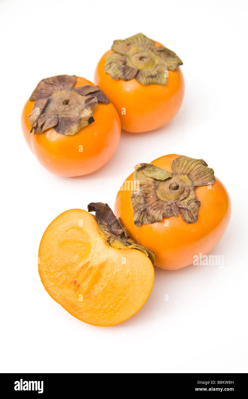 Sharon fruit or Persimon fruit isolated on a white studio background