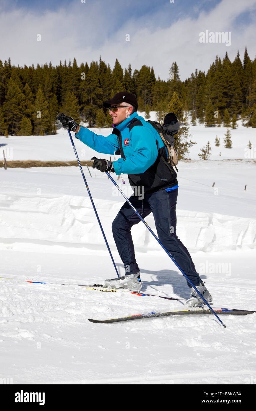Male skate skier at the Tennessee Pass Nordic Center near Leadville, Colorado, USA Stock Photo