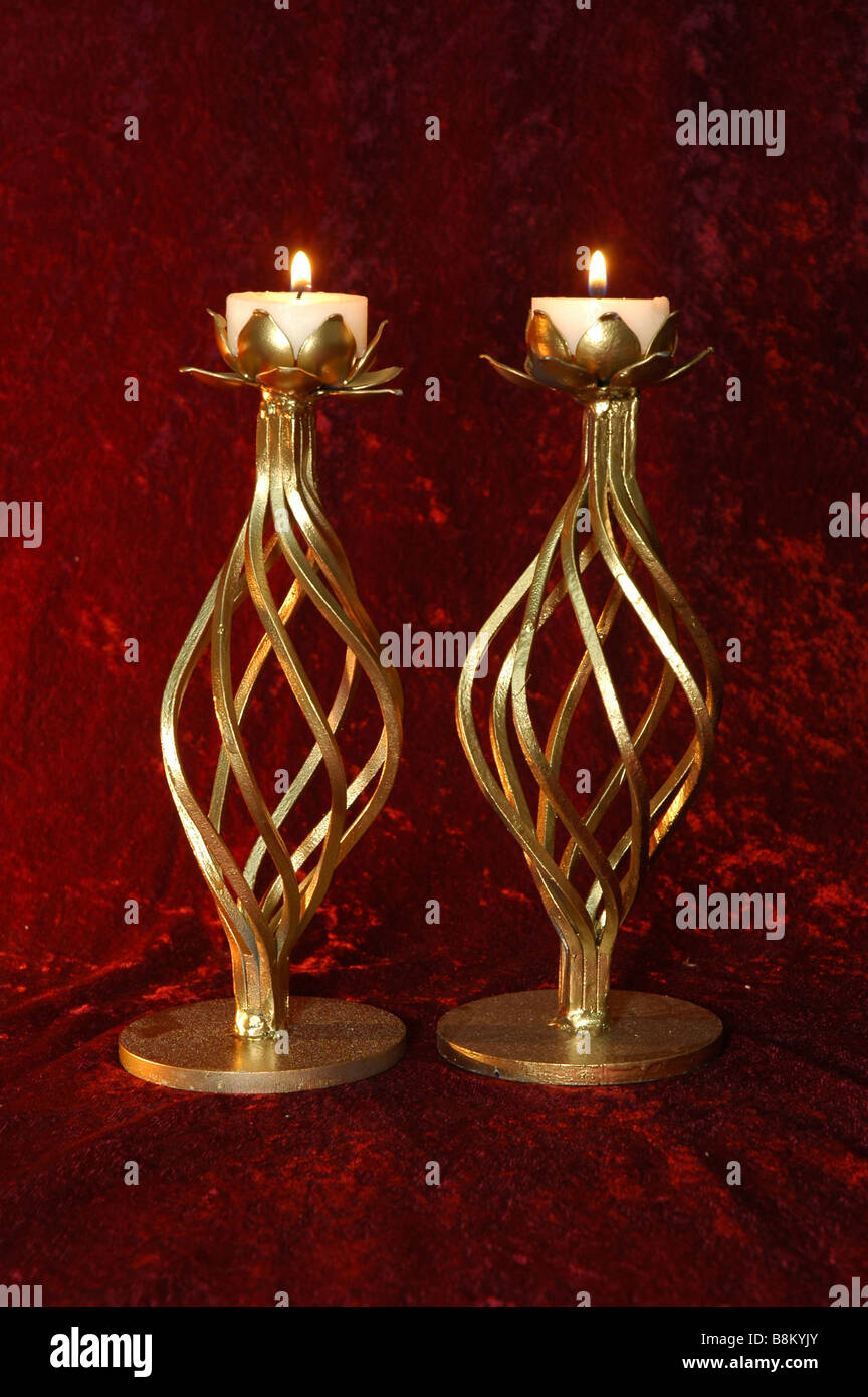 Handmade wrought iron candlestick Stock Photo Alamy