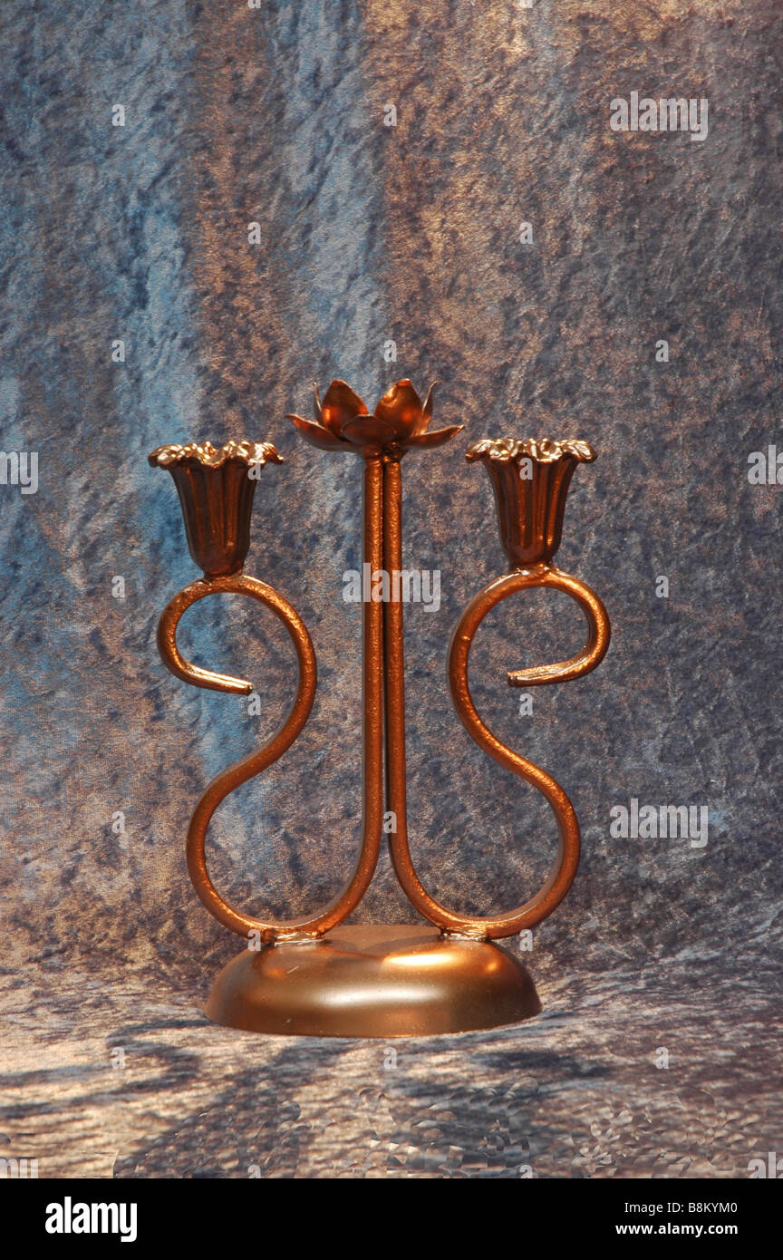 Handmade wrought iron candlestick Stock Photo Alamy