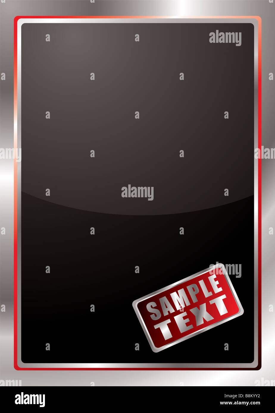 Black background with silver and red beveled border Stock Photo - Alamy