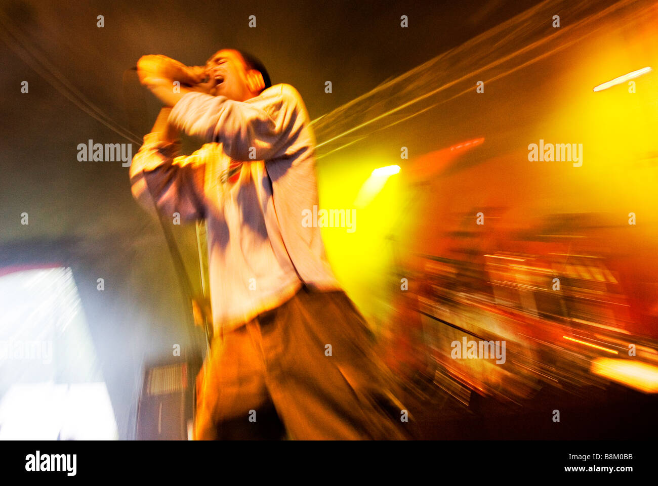Bananas at the audience in concert Stock Photo