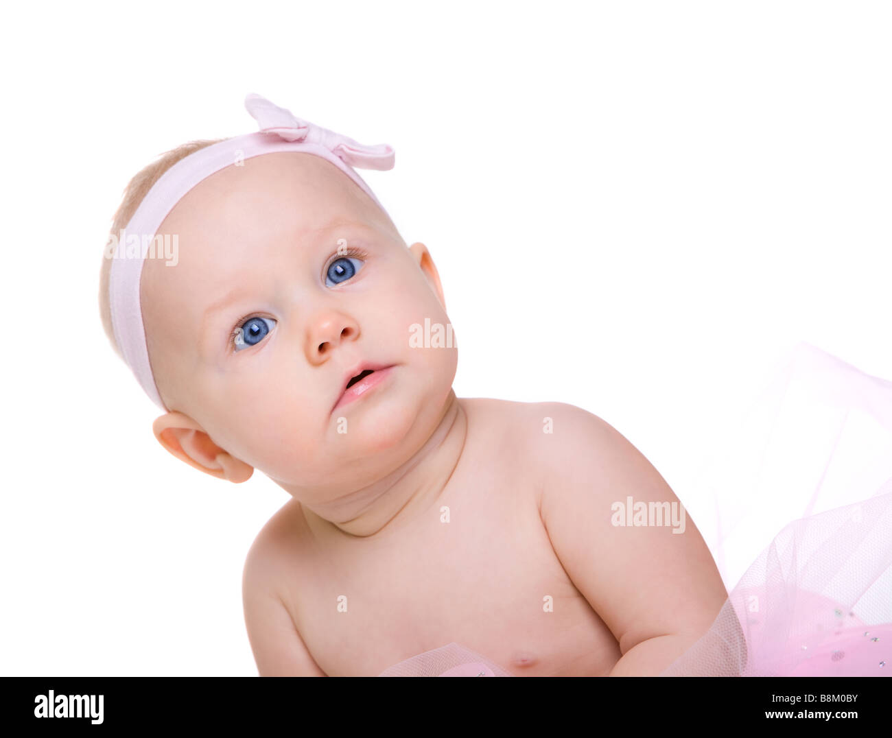Portrait of adorable baby girl isolated on white Stock Photo - Alamy