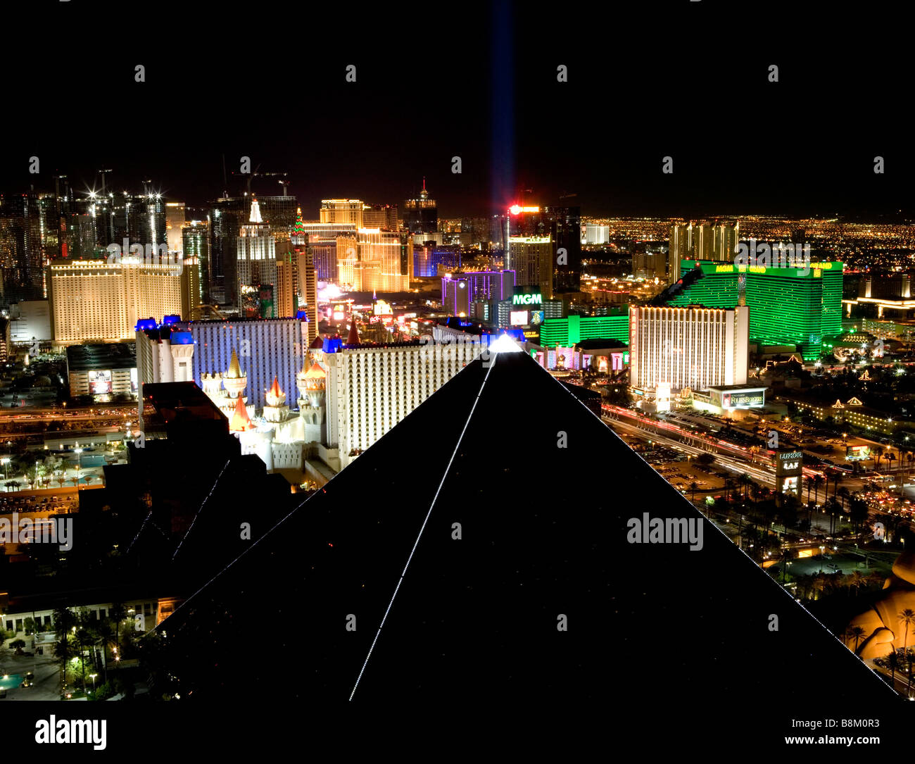 Aerial view of the Las Vegas Strip at night, Nevada, USA Stock Photo