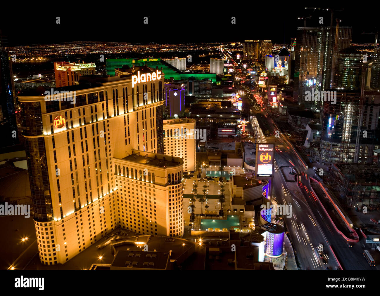 View Of The Las Vegas Strip At Night From The Top Of The Eiffel Tower Stock Photo Alamy
