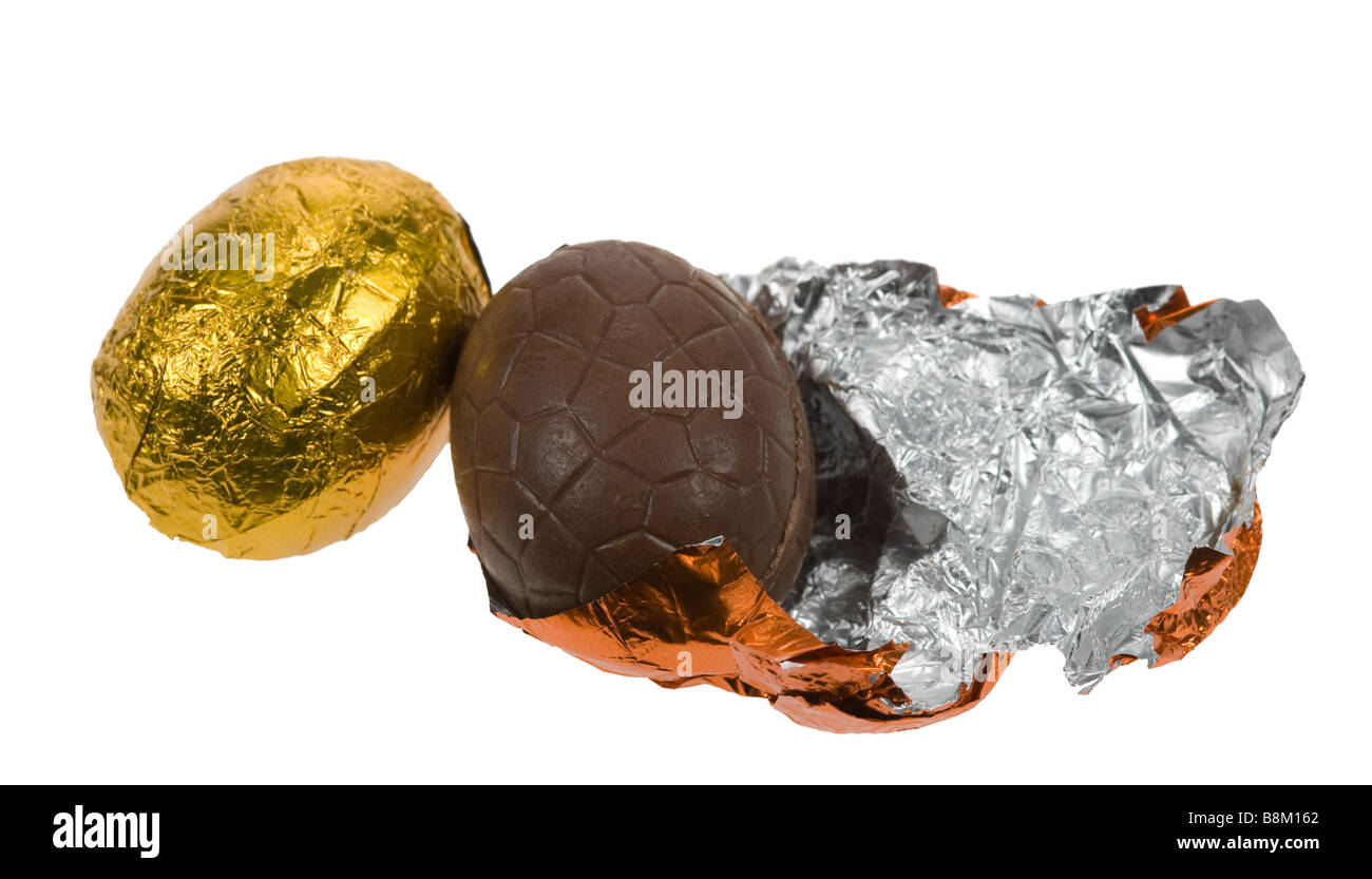 chocolate easter eggs isolated on a white background Stock Photo - Alamy