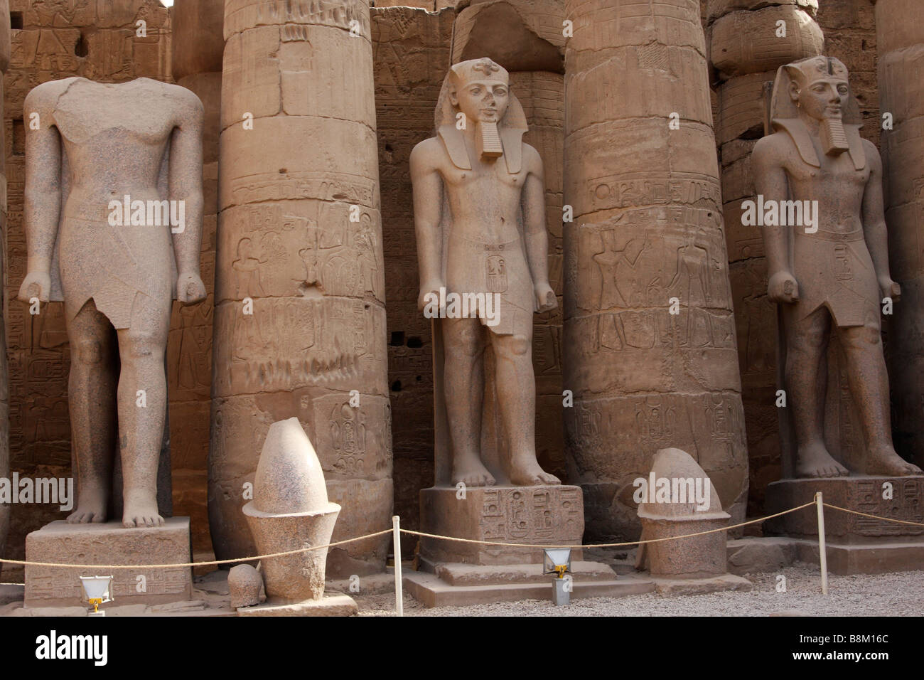 Egypt, Luxor Temple, Great Court of Ramses II, large statues of the