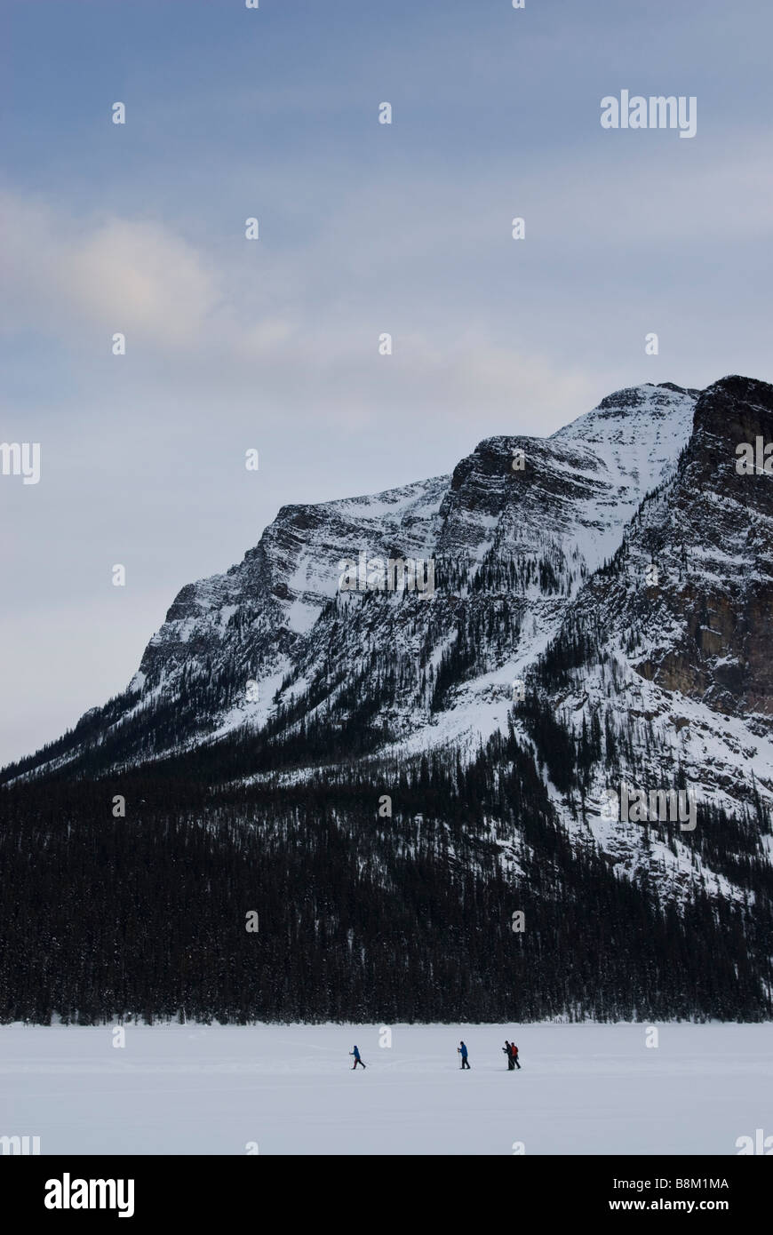 A frozen Lake Louise in Banff National Park, Alberta, Canada Stock ...