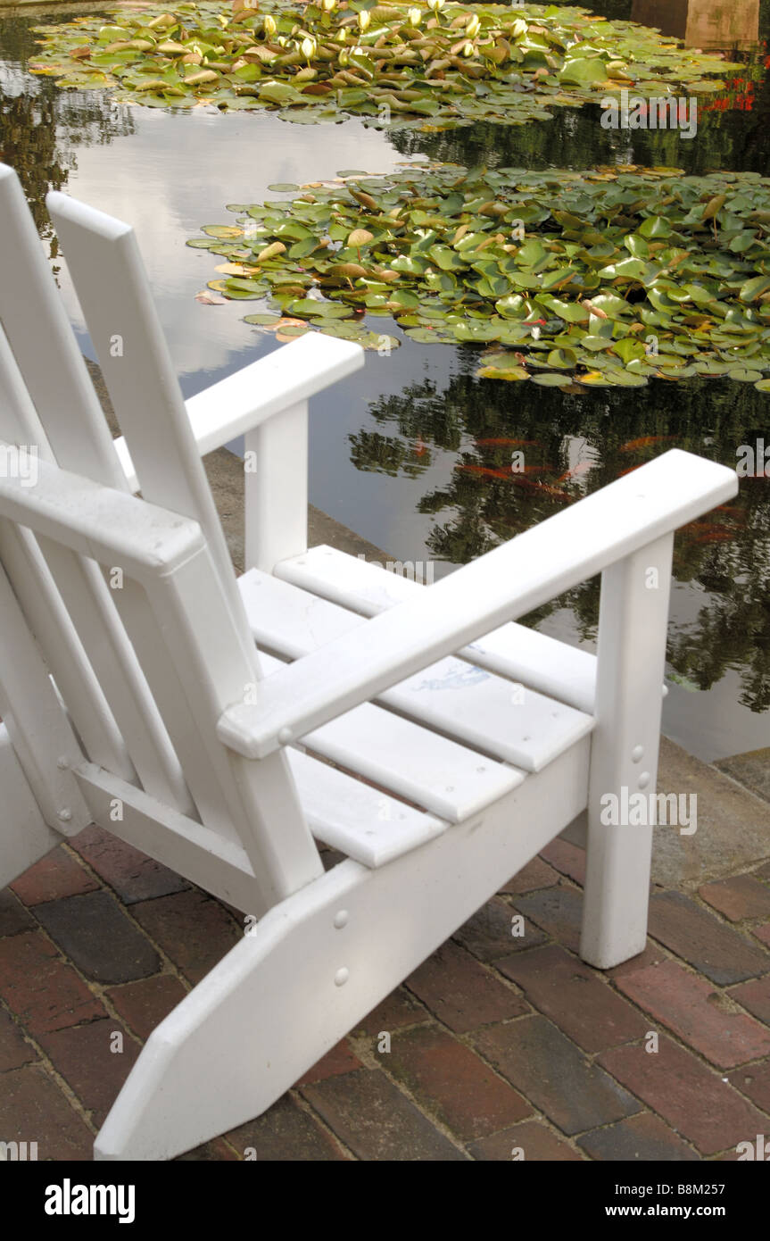 white deck chair Stock Photo Alamy