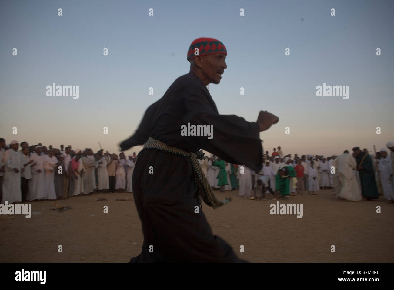 Sufi Dervish dancers swirling and praying next to the tomb of Hamed Al-Nil, the creator of this group in Khartoum, Sudan, Africa Stock Photo