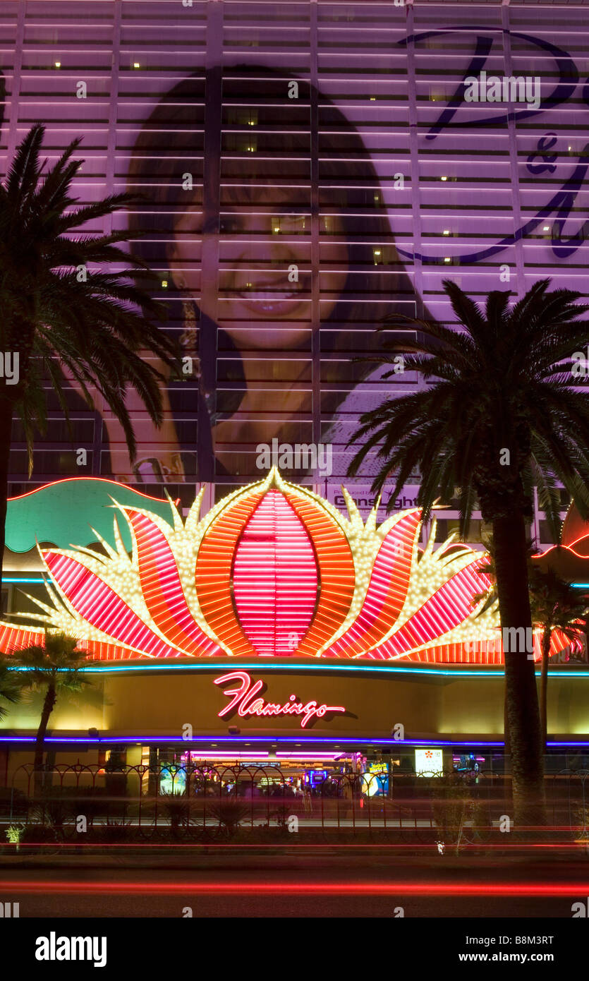 Marie Osmond show advertising on the Flamingo Casino & Hotel, Las Vegas strip, Nevada, USA. Stock Photo