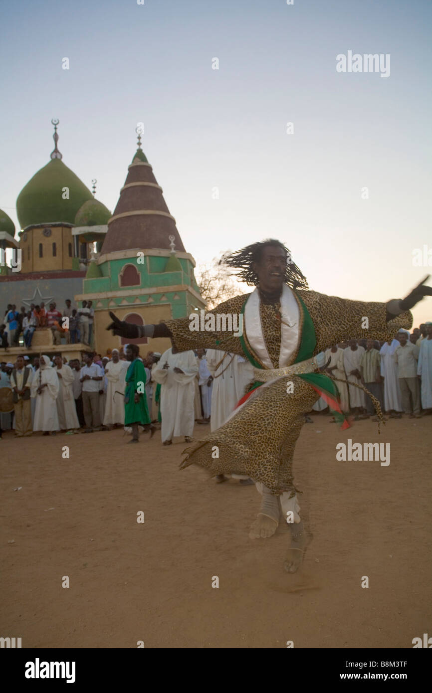 Dervish dance ceremony at Hamed Al Nil tomb Ommdurman Khartoum Sudan Stock Photo