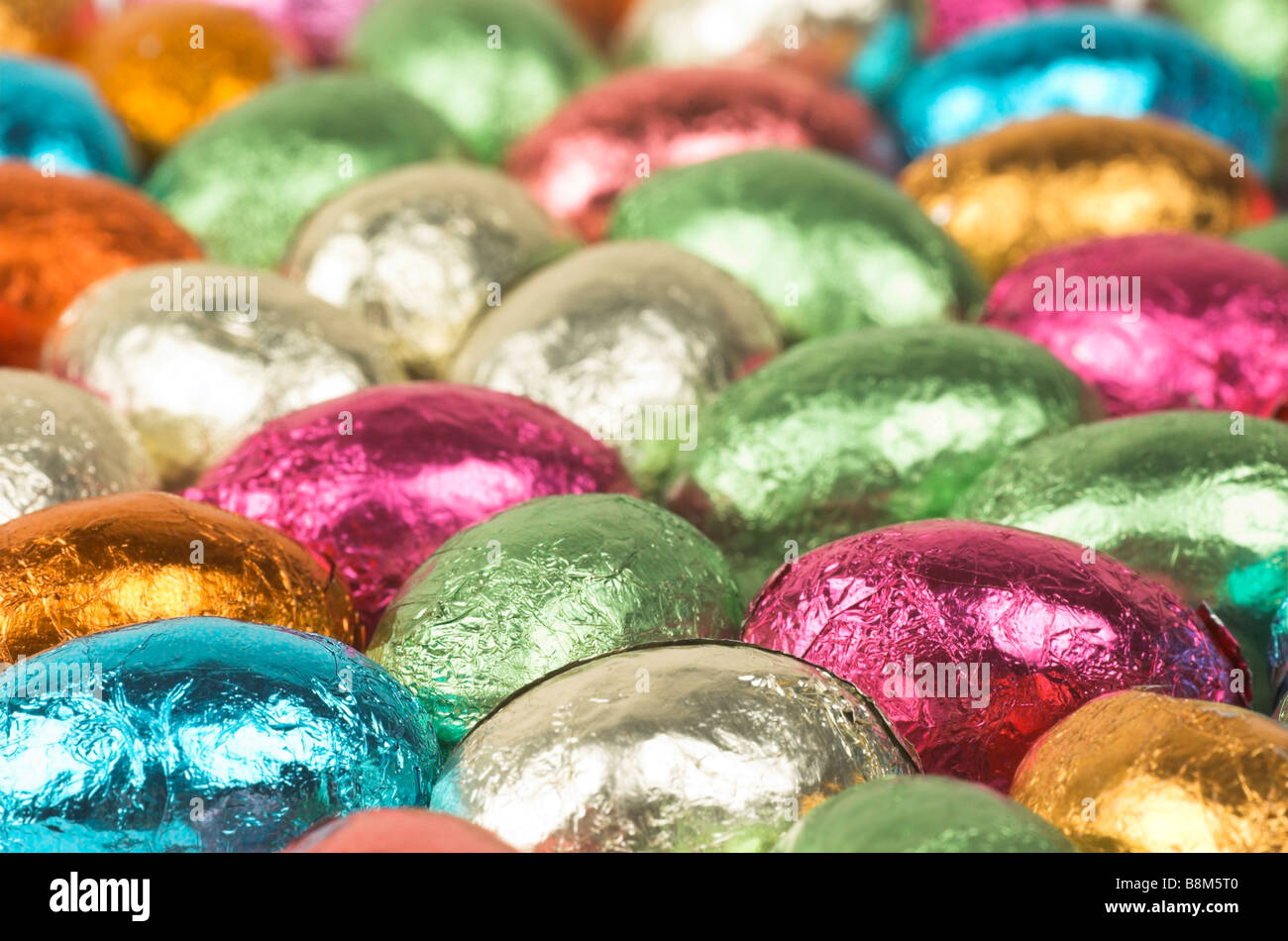 Small chocolate easter eggs Stock Photo