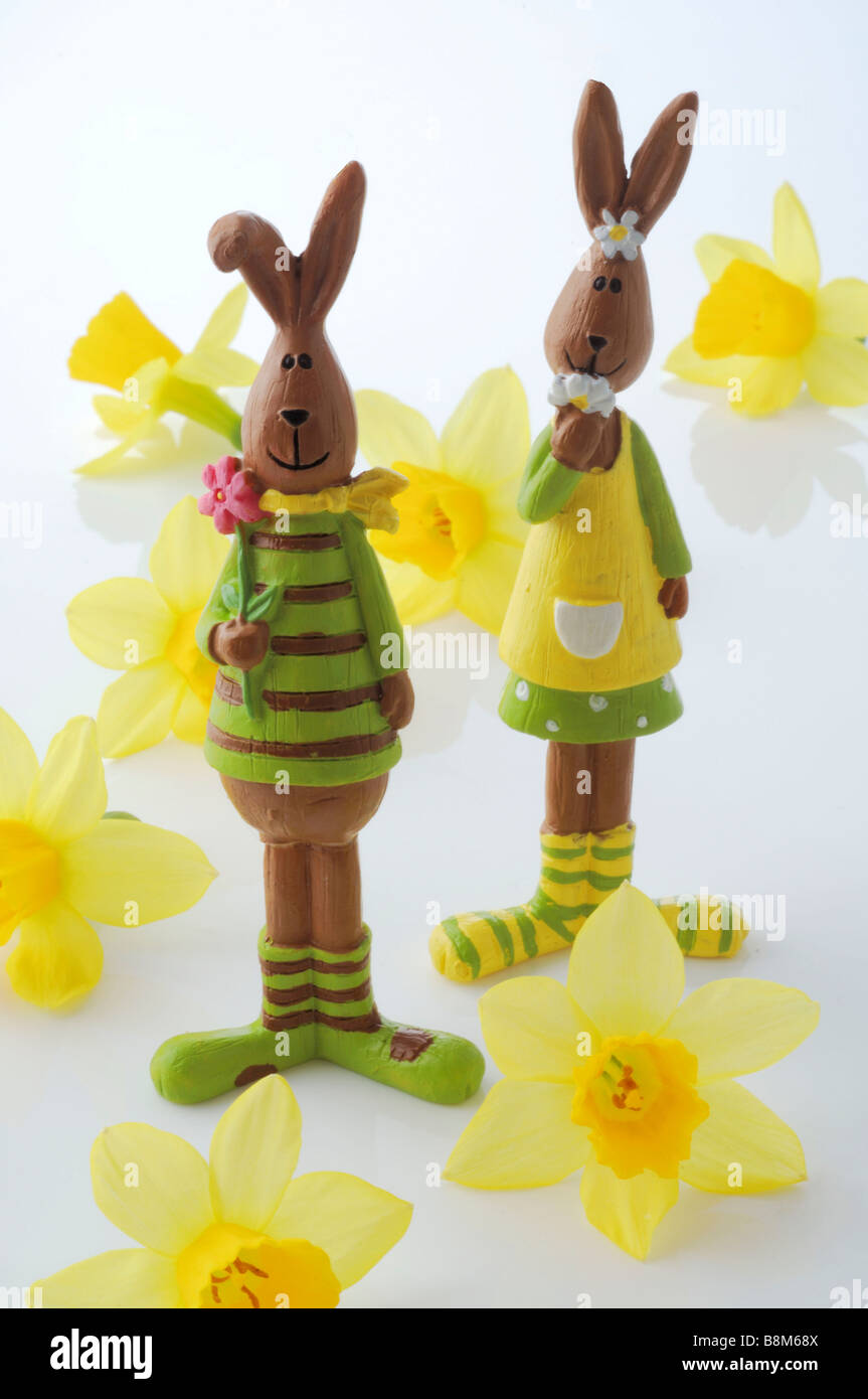 Funny easter bunnies Stock Photo