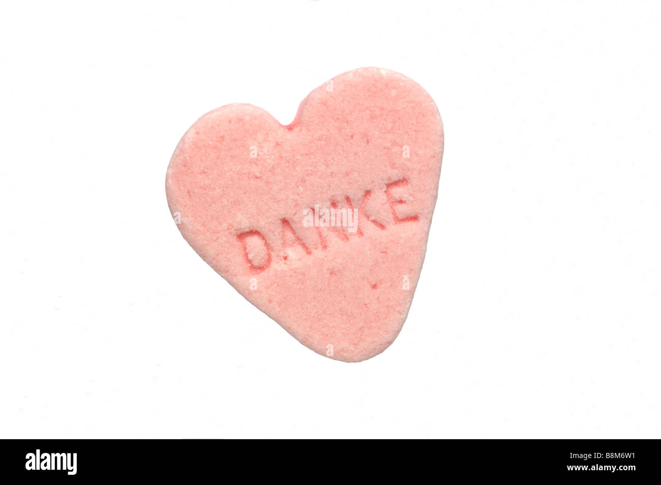 peppermint heart with the german word danke thank you Stock Photo