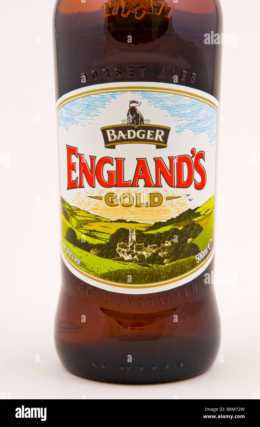 Bottle of Badger Englands Gold beer brewed at Hall Woodhouse Blandford