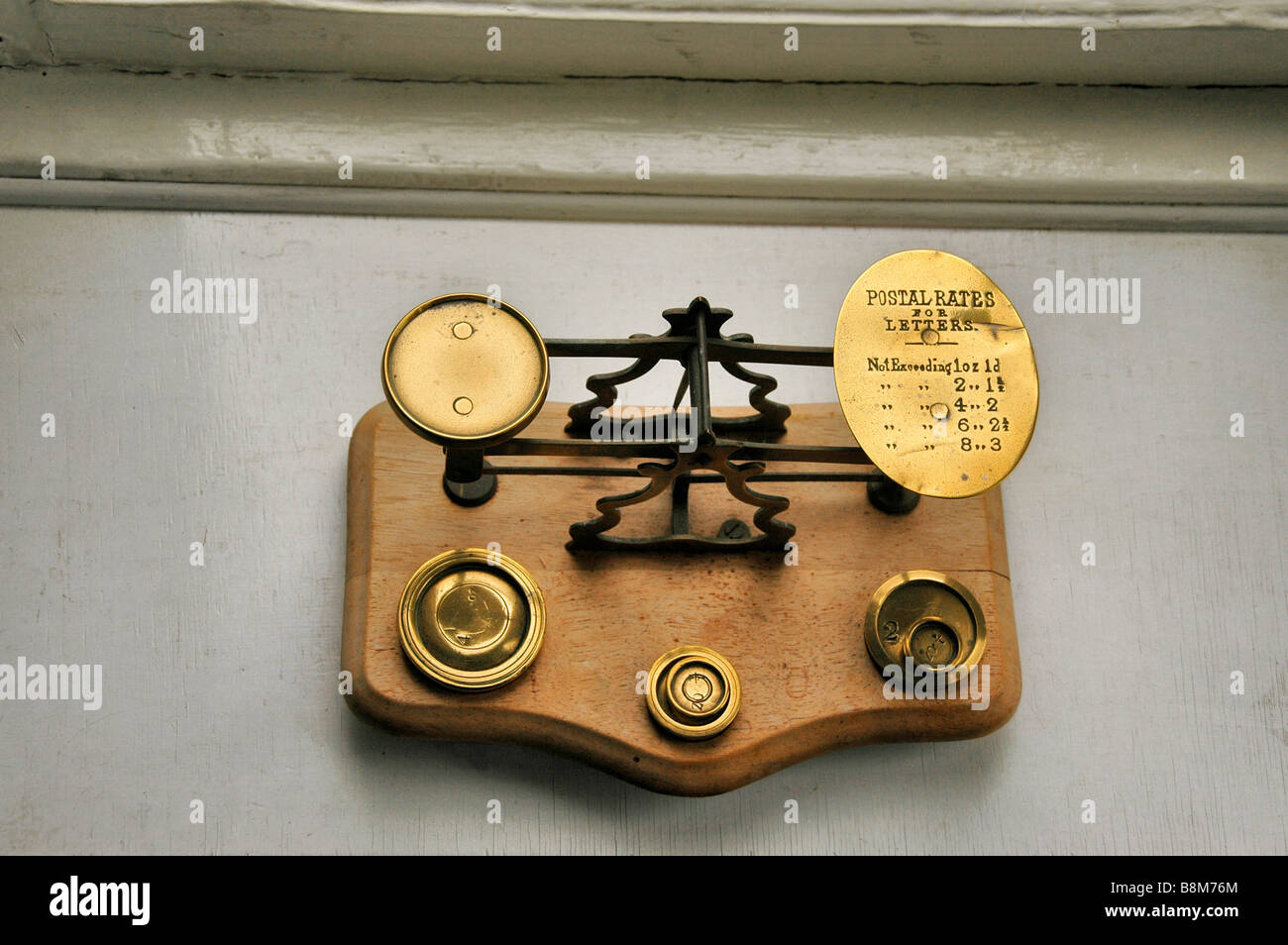 An antique post office letter weighing set of scales Stock Photo - Alamy
