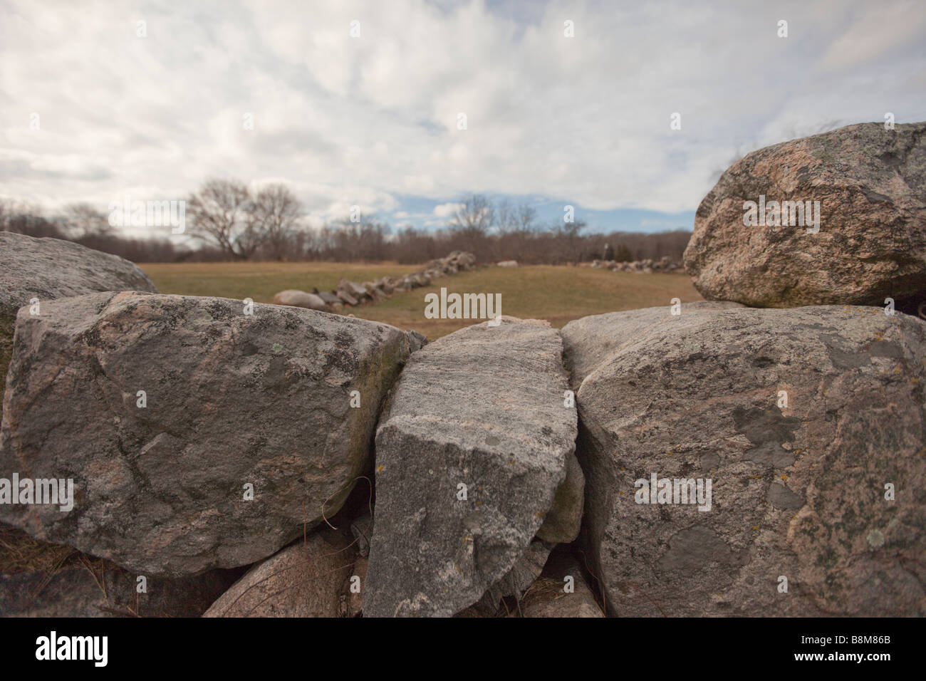 Stone wall new england forest hi-res stock photography and images - Alamy