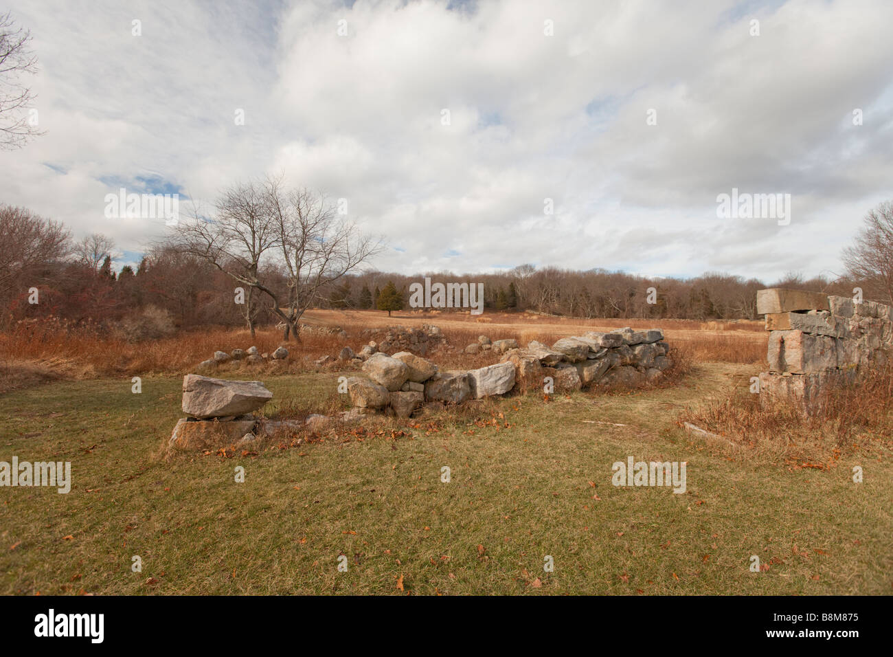 Stone wall new england forest hi-res stock photography and images - Alamy