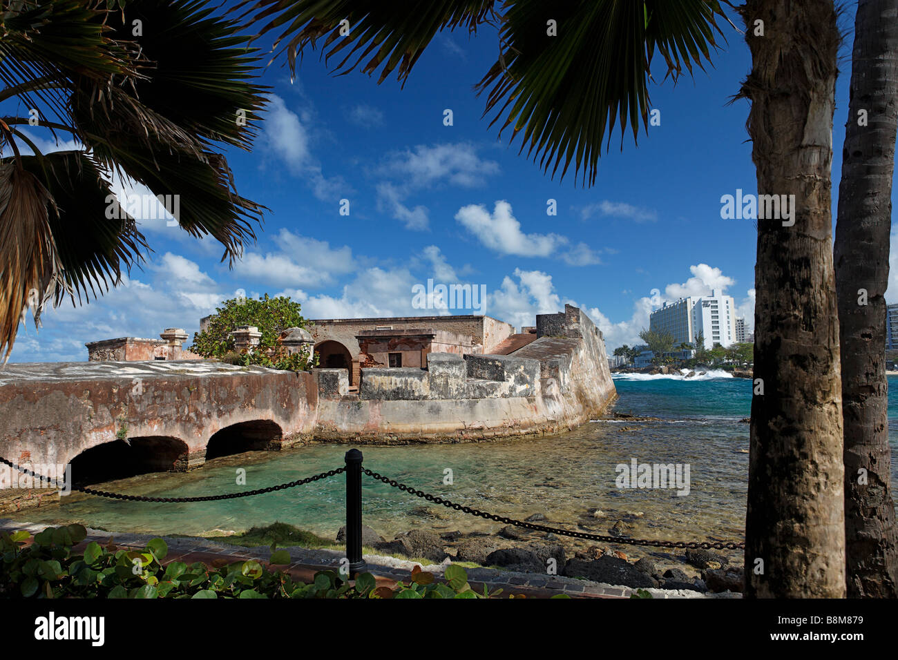 San Geronimo Fort as Viewed through Branches of Palm Trees Condado