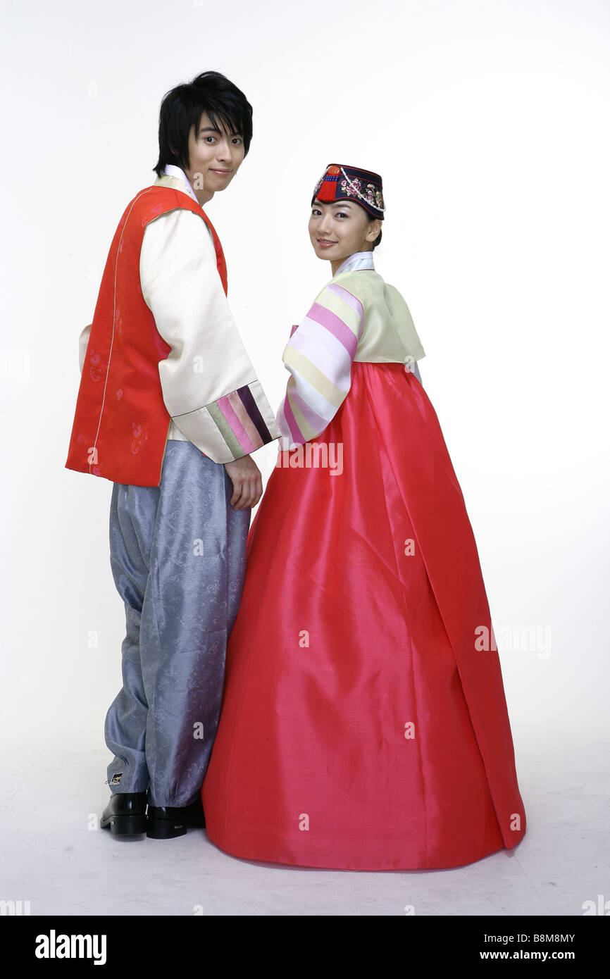 Young Couple in Traditional Korean, Dress Stock Photo - Alamy