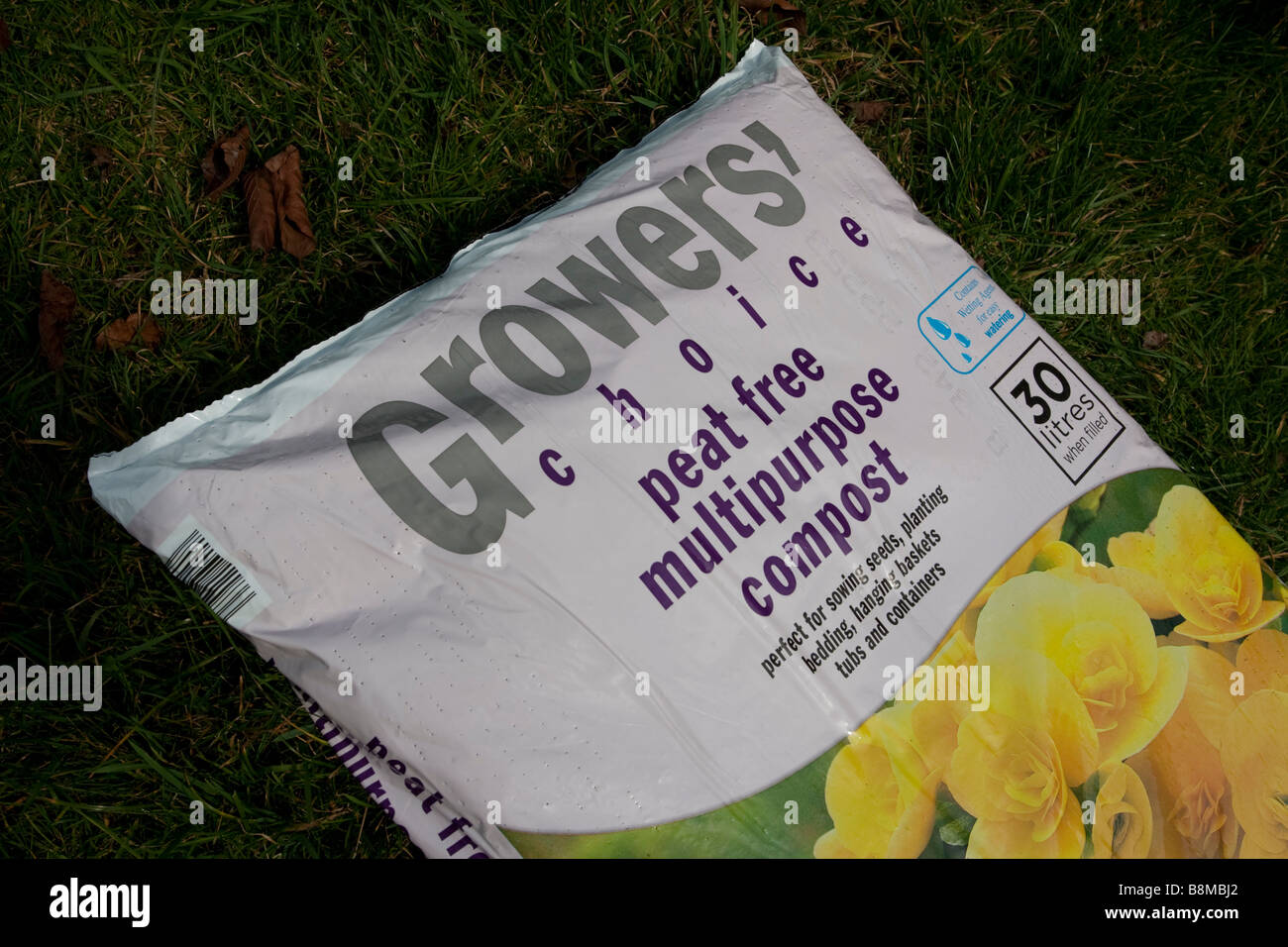 Bag of peat free mutli purpose Growers compost UK Stock Photo