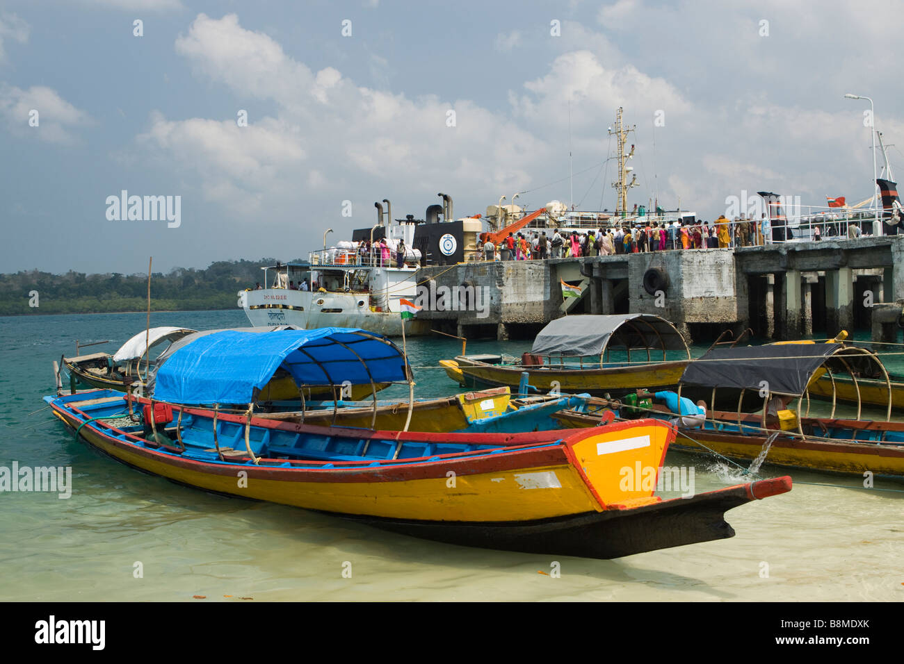 India Andaman and Nicobar Havelock passengers boarding MV Chouldari inter island ferry Stock Photo
