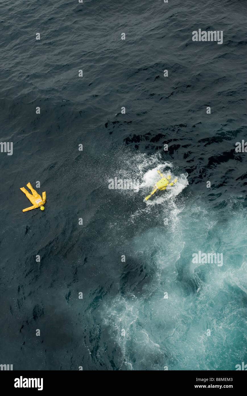 photograph of man overboard exercise with two dummies Stock Photo Alamy