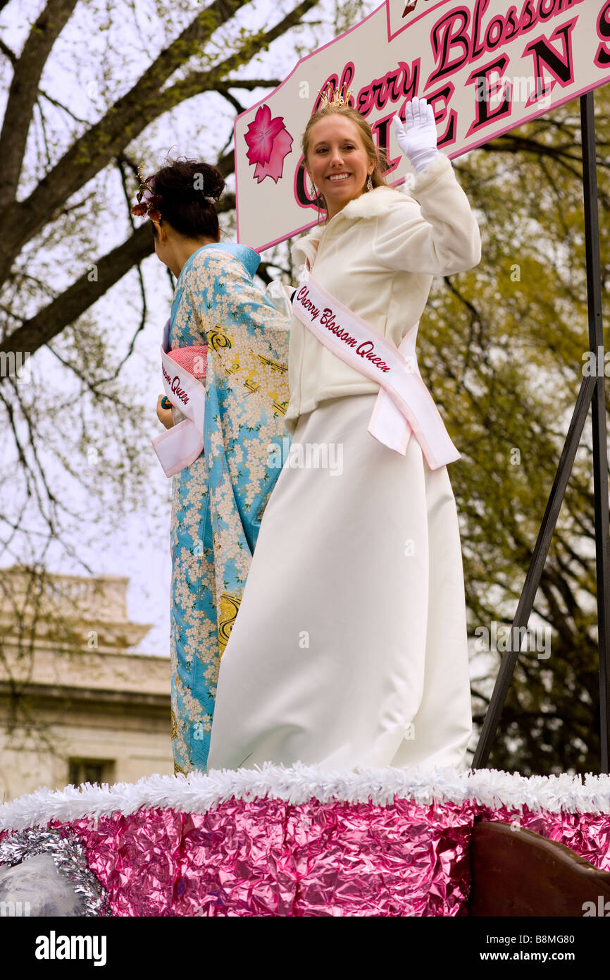 Float with the Queens of the National Cherry Blossom Festival Parade Washington DC 2007 Stock