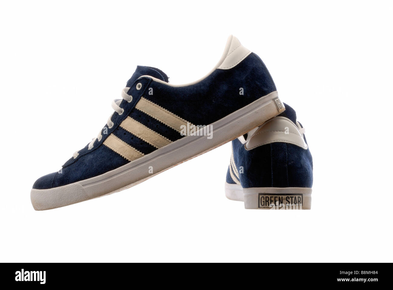 Blue and Cream Adidas Green Star Trainers on White Cutout Stock Photo -  Alamy