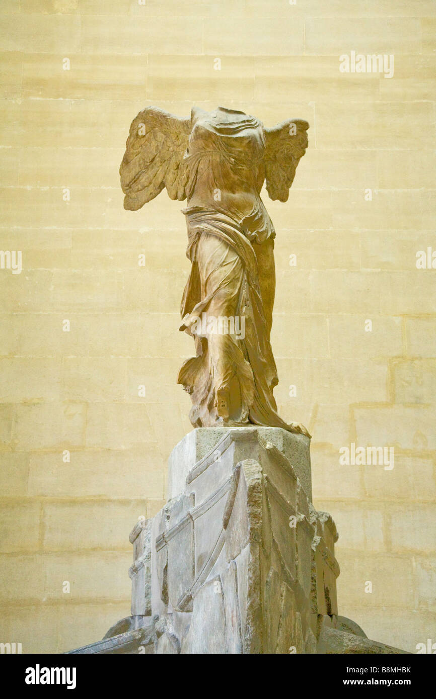 Winged Victory of Samothrace sculpture Musee du Louvre Museum Paris France Europe Stock Photo