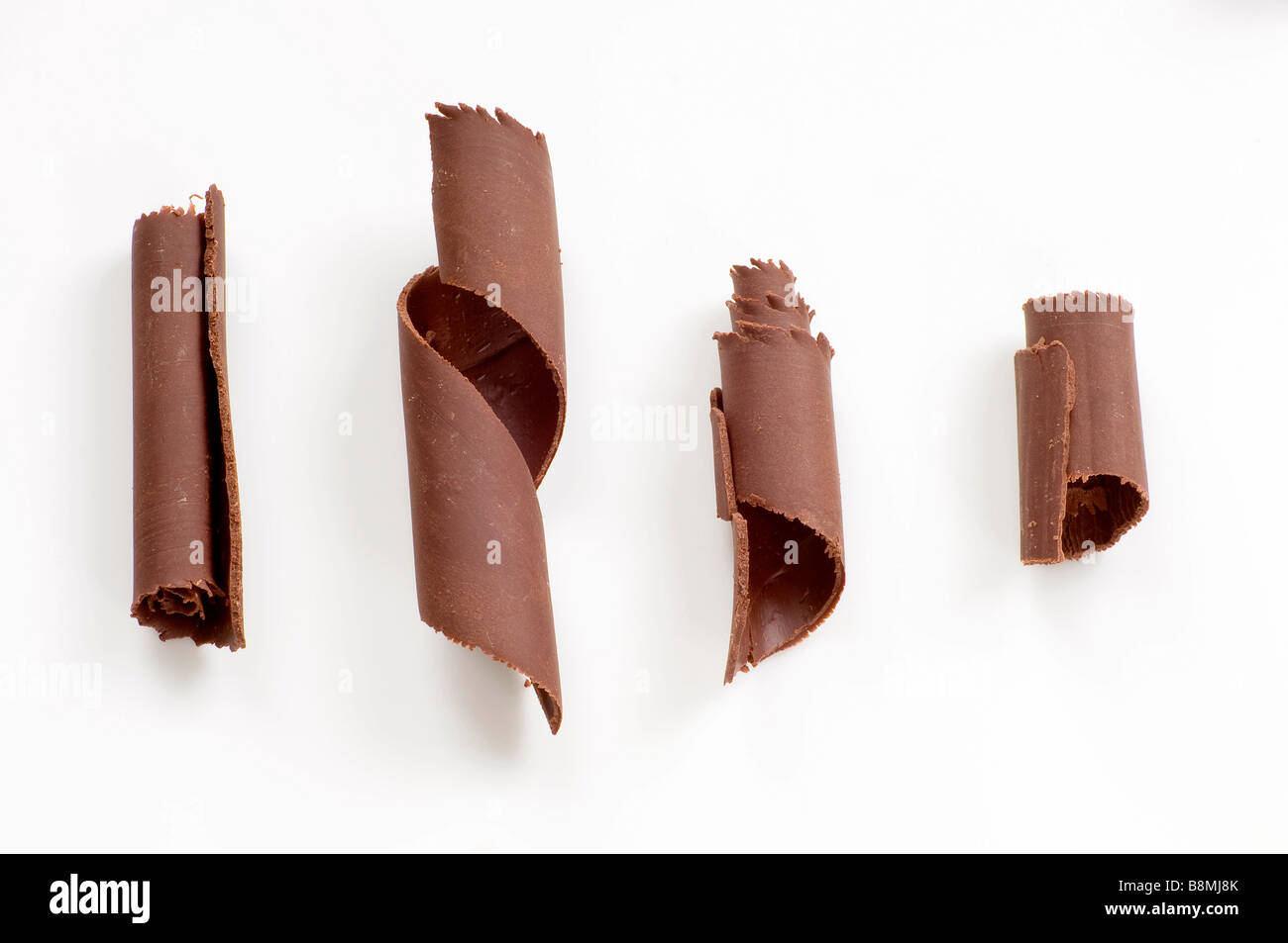 Chocolate shavings isolated on white Stock Photo