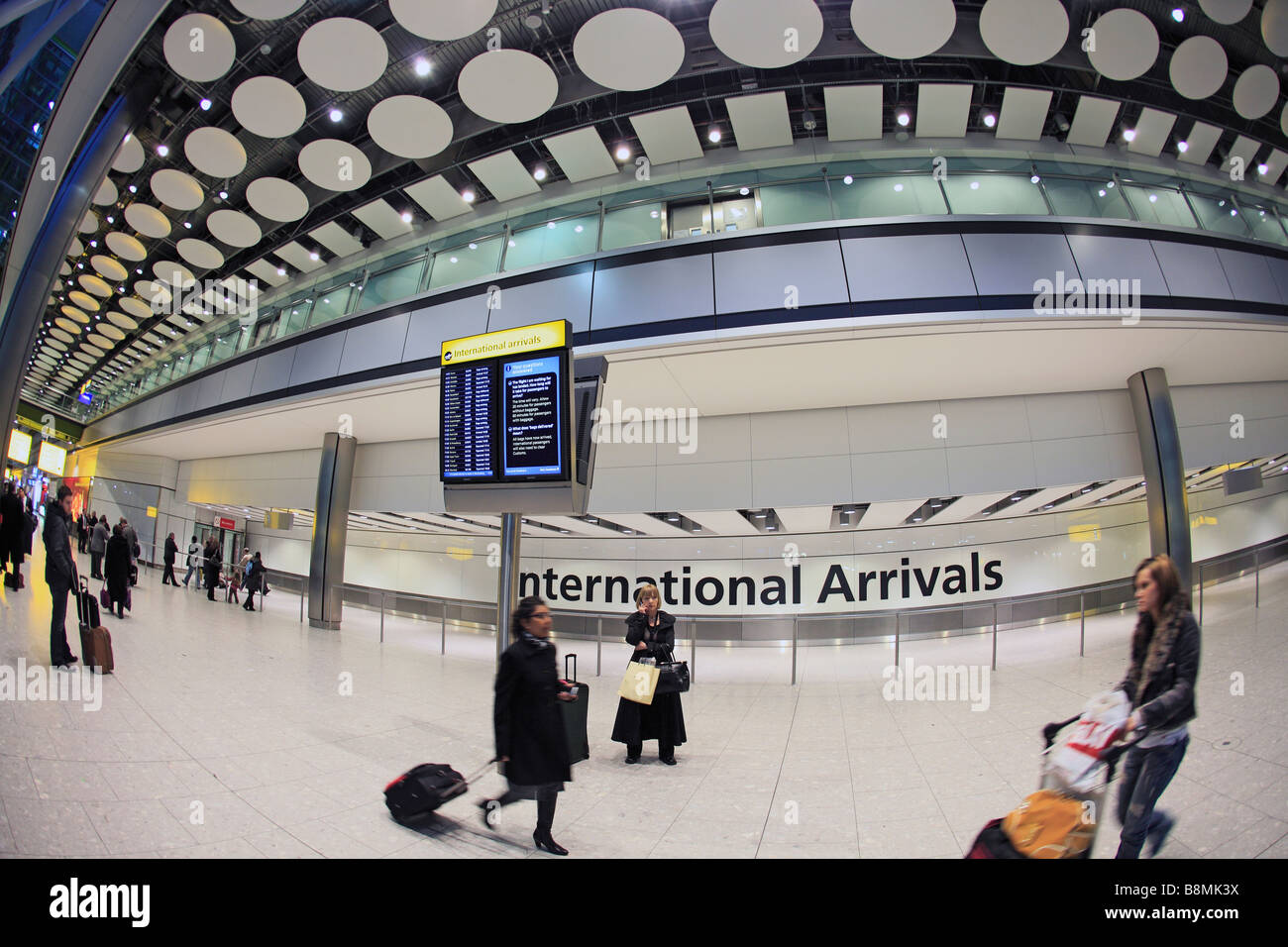 united kingdom west london heathrow airport terminal five the arrivals hall Stock Photo