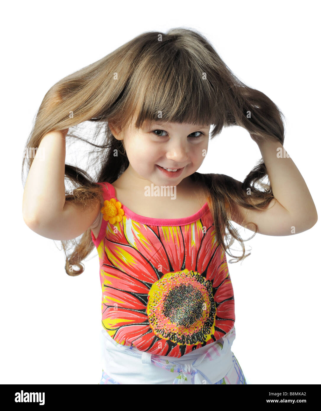 happy little girl It is isolated on a white background Stock Photo - Alamy