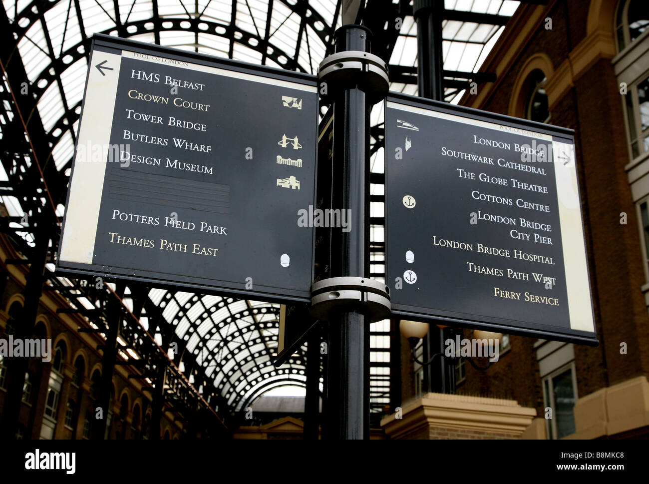 Directions sign at Hays Galleria, London Stock Photo