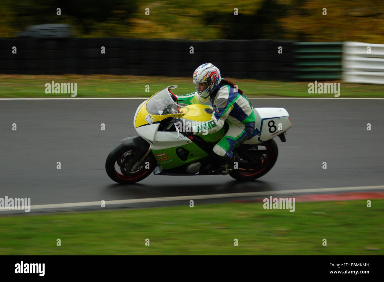 A Motorbike at Cadwell Park. Stock Photo