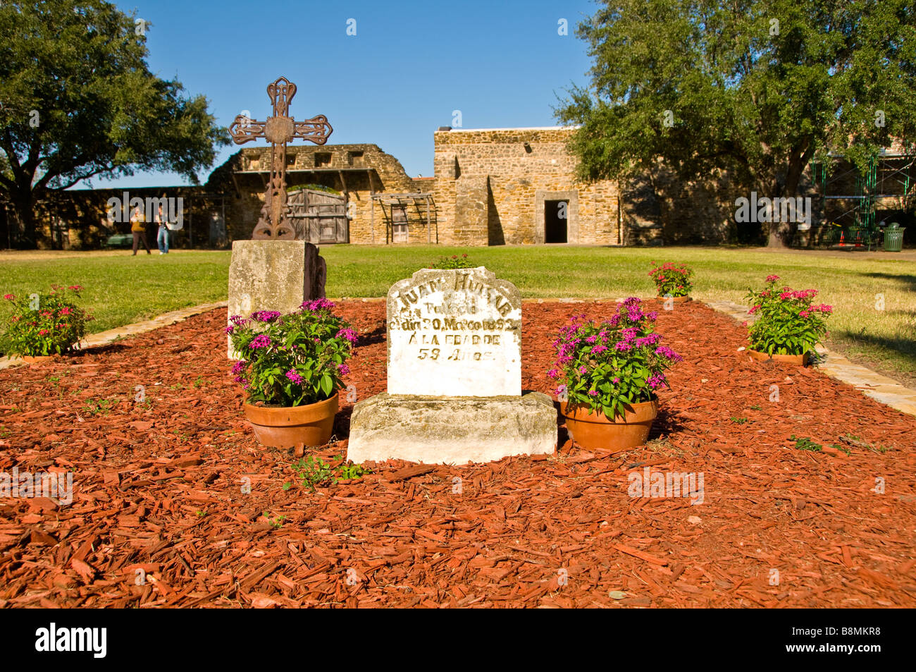 Mission Concepcion San Antonio Texas tx missions national historical park marker sign Stock Photo
