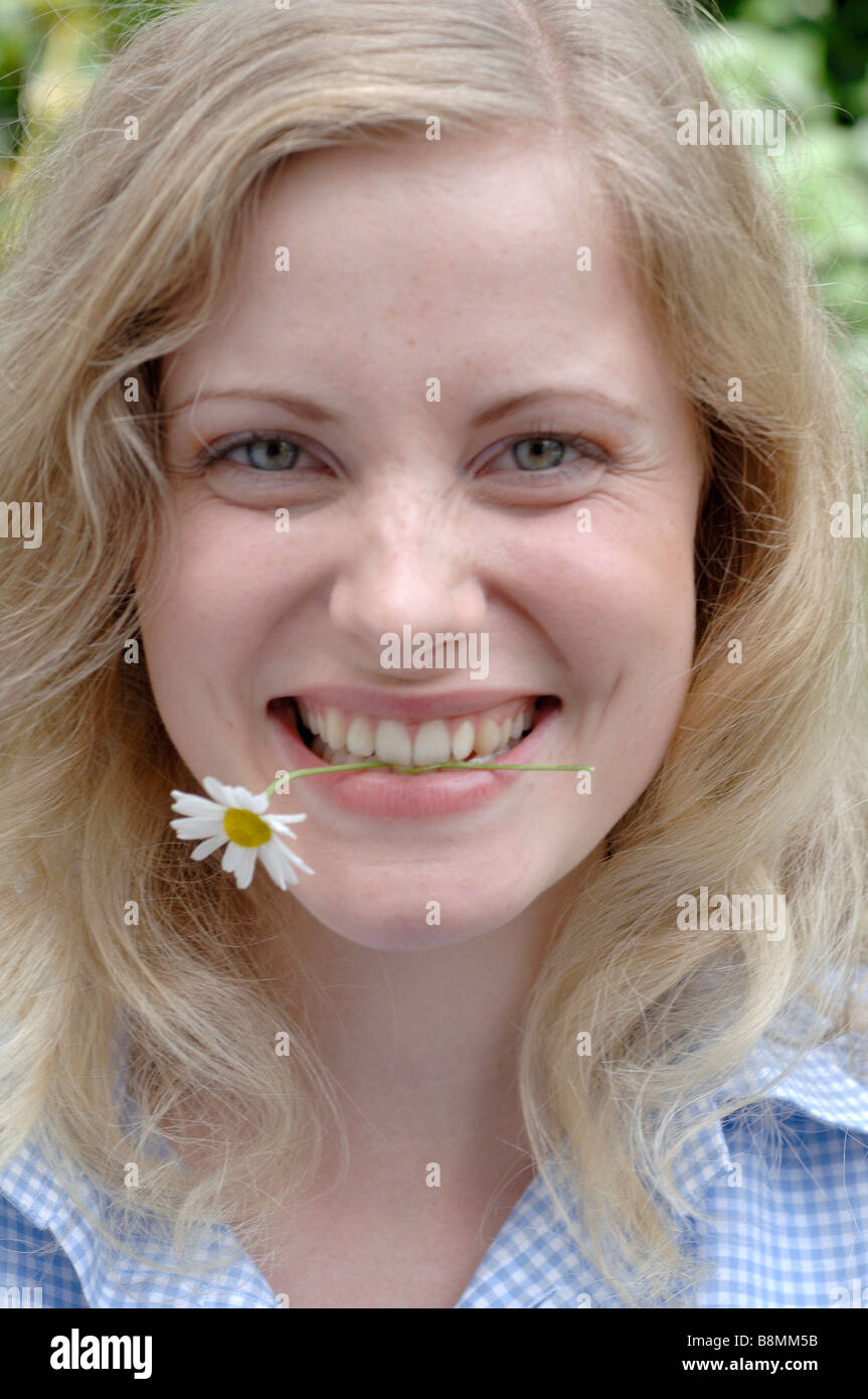 Flower in mouth Stock Photo Alamy