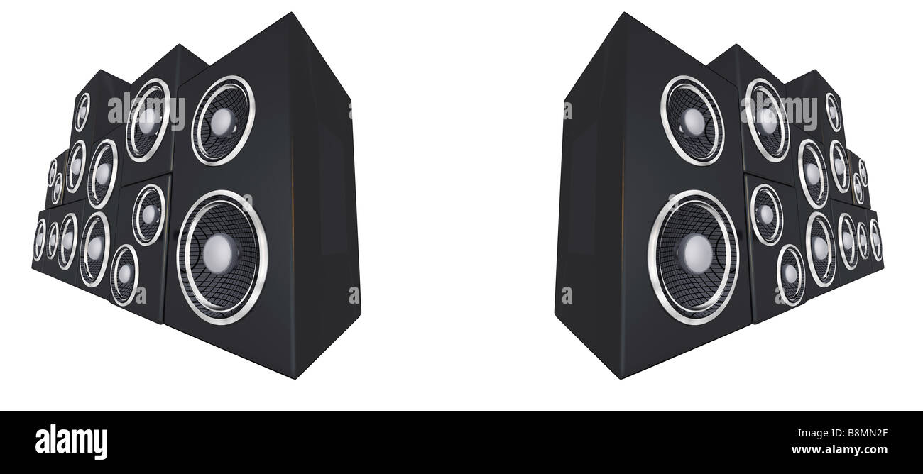 Speaker A set of a stereo speaker in abstract perspective Stock Photo