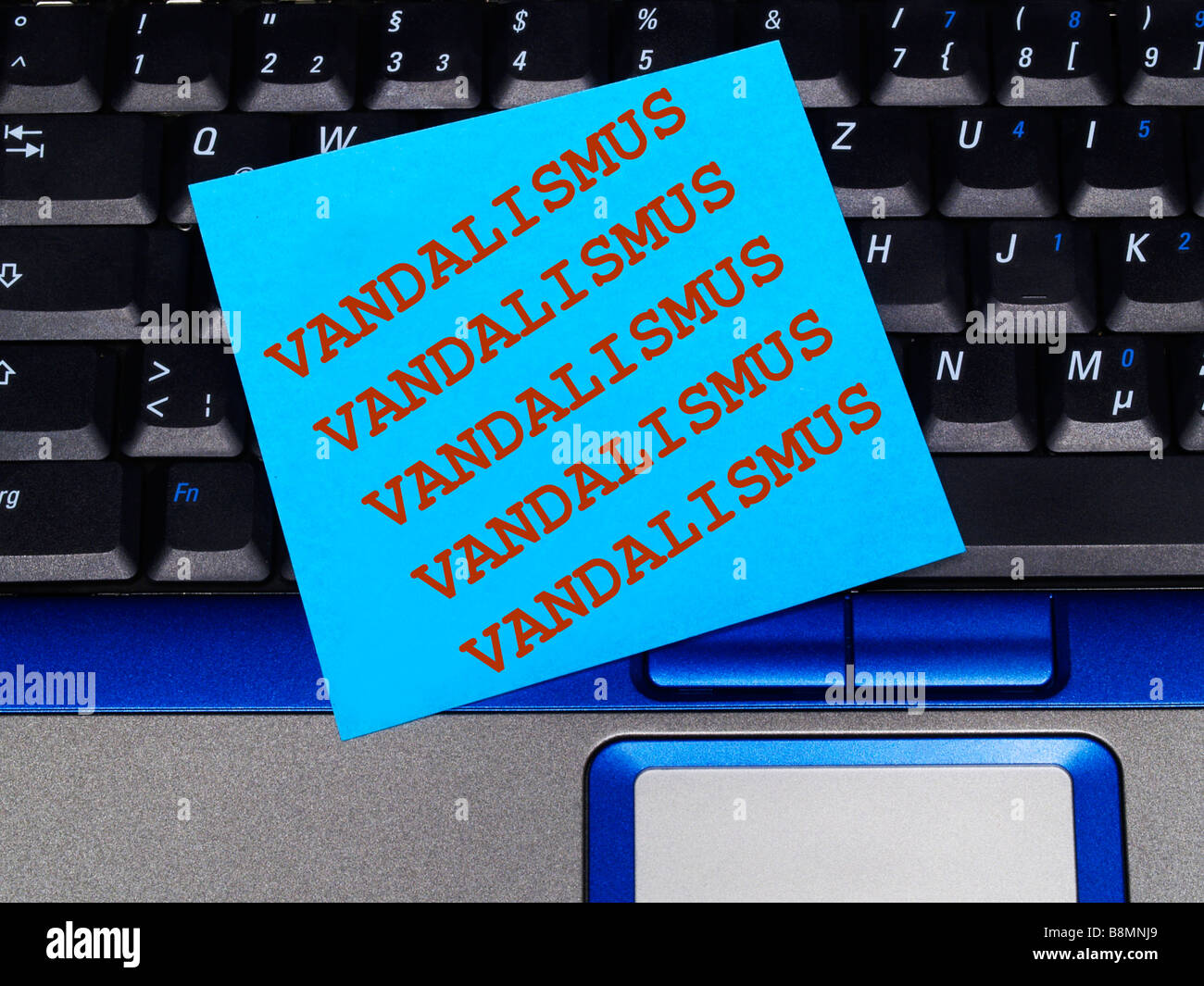 memo note on notebook, vandalism Stock Photo Alamy