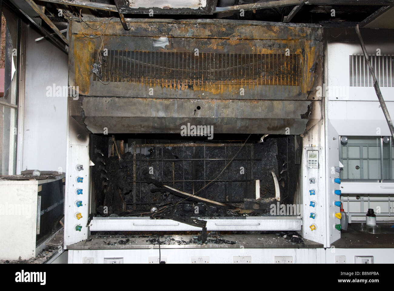 Chemistry Laboratory Fume Extraction Cabinet Burnt After Fire And