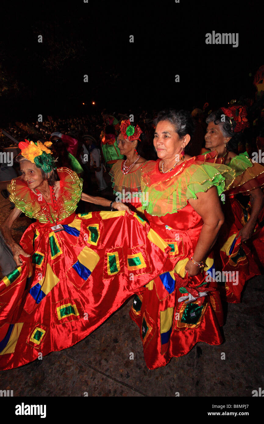 Group of  masked women in the street during the Carnival of Barranquilla, Atlantico,  Colombia, South America Stock Photo