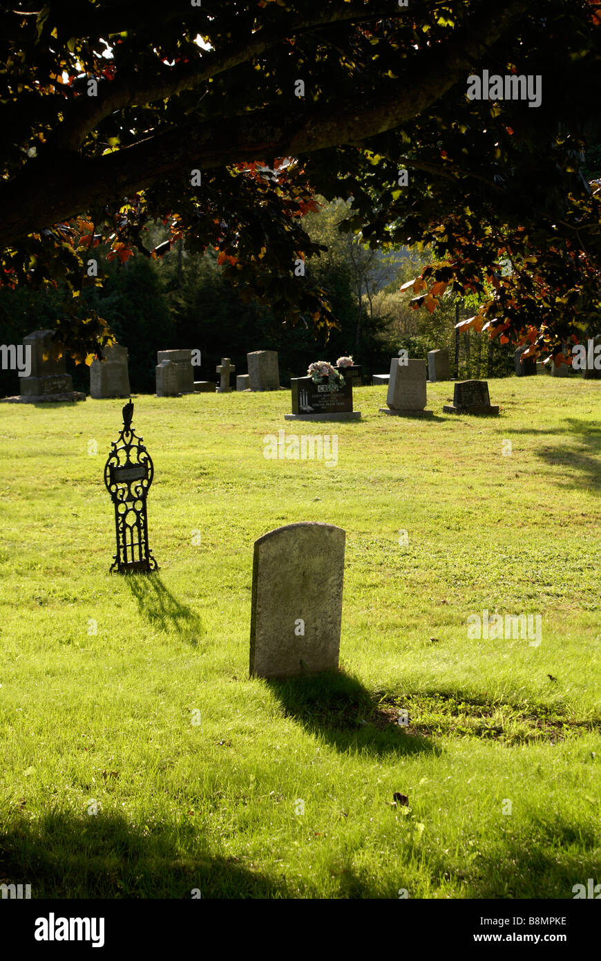 Headstones in the historic graveyard in Kingston, New Brunswick, Canada Stock Photo