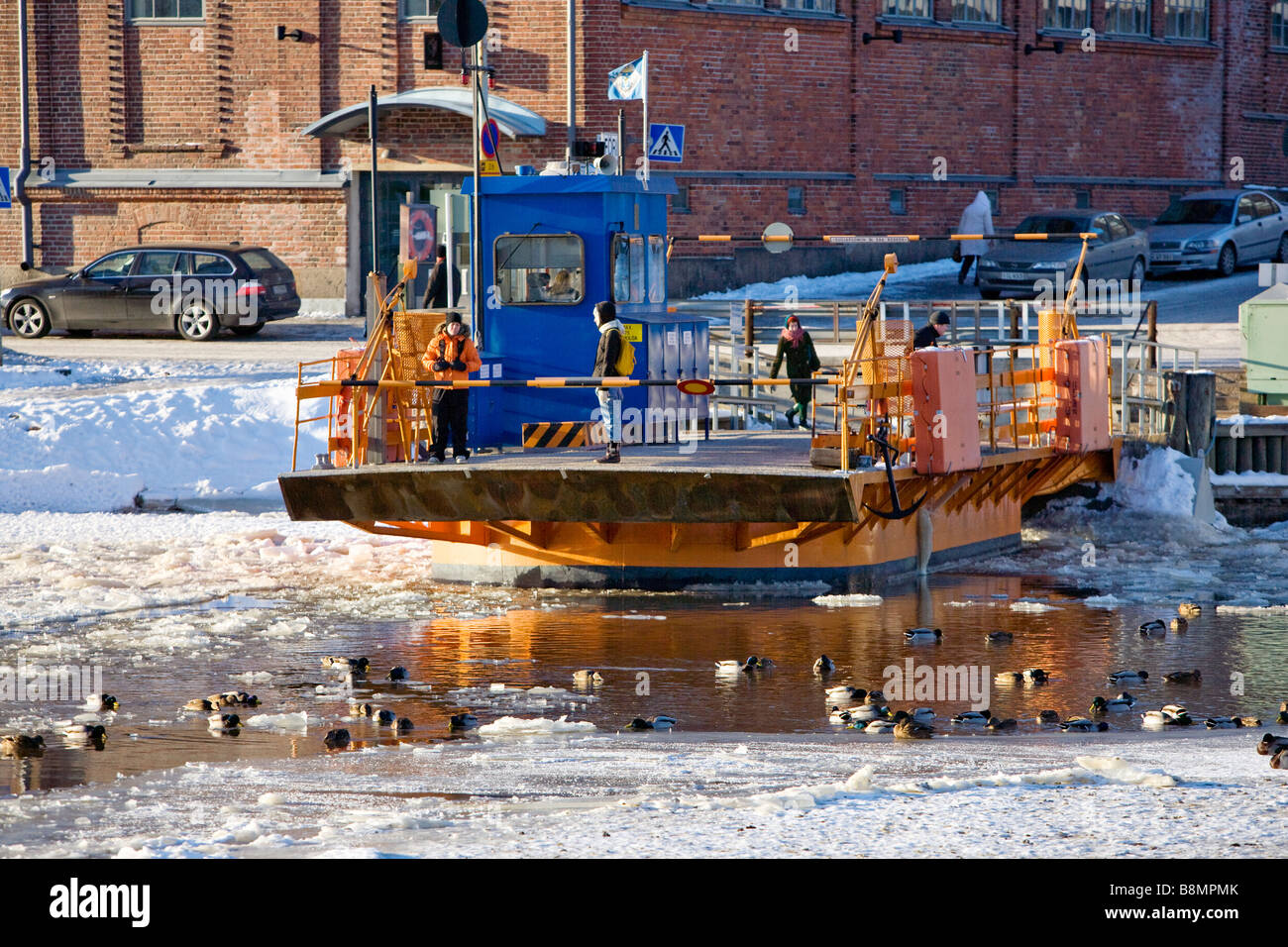 Ferry crossing Aura River in Turku Finland For editorial use only. Stock Photo