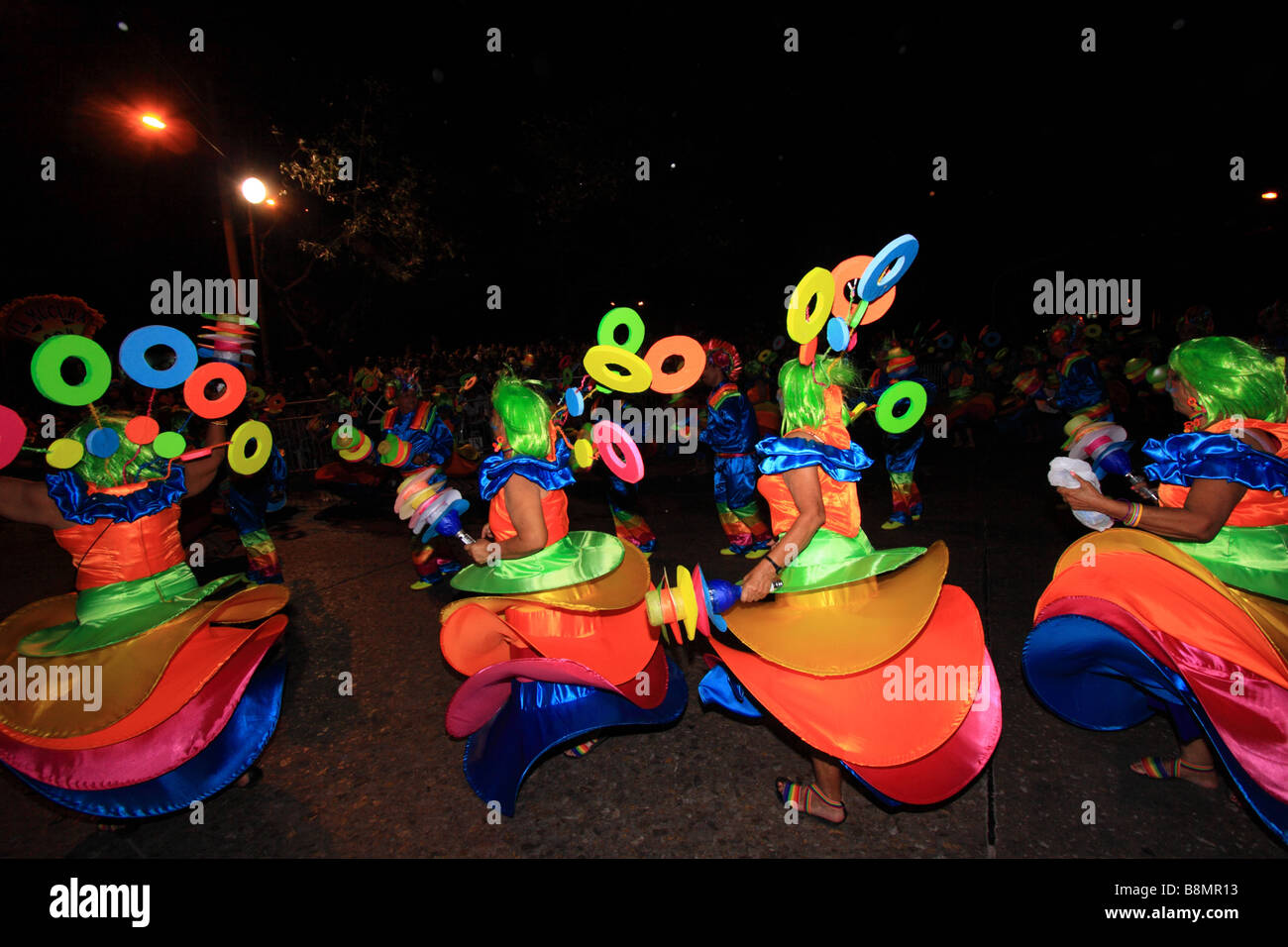 Group of  masked women in the street during the Carnival of Barranquilla, Atlantico,  Colombia, South America Stock Photo