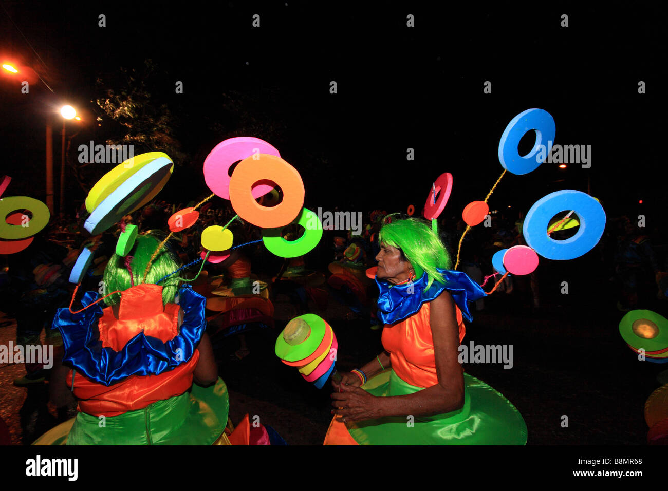 Group of  masked women in the street during the Carnival of Barranquilla, Atlantico,  Colombia, South America Stock Photo